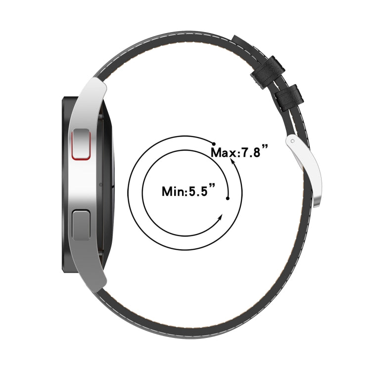 Bracelet de montre en cuir véritable 20 mm pour Samsung Galaxy Watch4/Watch3 41 mm/Active2/Huawei/Gaming Watch, etc.