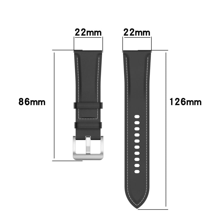 Bracelet de montre en cuir véritable 22 mm pour Huawei Watch GT3 46 mm/GT2 46 mm/Samsung Galaxy Watch3 45 mm