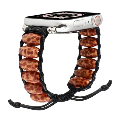 Bracelet de montre en perles de bois pour la série Apple Watch, 7 41mm / 6&SE&5&4 40mm / 3&2&1 38mm, 7 45mm / 6&SE&5&4 44mm / 3&2&1 42mm