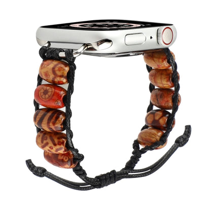 Bracelet de montre en perles de bois pour la série Apple Watch, 7 41mm / 6&SE&5&4 40mm / 3&2&1 38mm, 7 45mm / 6&SE&5&4 44mm / 3&2&1 42mm