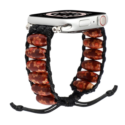 Bracelet de montre en perles de bois pour la série Apple Watch, 7 41mm / 6&SE&5&4 40mm / 3&2&1 38mm, 7 45mm / 6&SE&5&4 44mm / 3&2&1 42mm