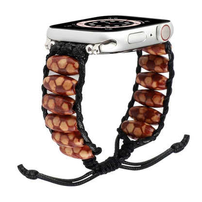 Bracelet de montre en perles de bois pour la série Apple Watch, 7 41mm / 6&SE&5&4 40mm / 3&2&1 38mm, 7 45mm / 6&SE&5&4 44mm / 3&2&1 42mm