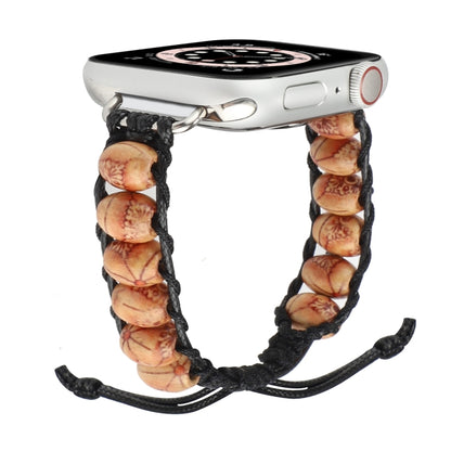 Bracelet de montre en perles de bois pour la série Apple Watch, 7 41mm / 6&SE&5&4 40mm / 3&2&1 38mm, 7 45mm / 6&SE&5&4 44mm / 3&2&1 42mm