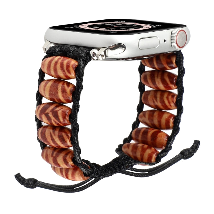 Bracelet de montre en perles de bois pour la série Apple Watch, 7 41mm / 6&SE&5&4 40mm / 3&2&1 38mm, 7 45mm / 6&SE&5&4 44mm / 3&2&1 42mm