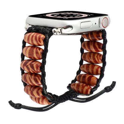 Bracelet de montre en perles de bois pour la série Apple Watch, 7 41mm / 6&SE&5&4 40mm / 3&2&1 38mm, 7 45mm / 6&SE&5&4 44mm / 3&2&1 42mm