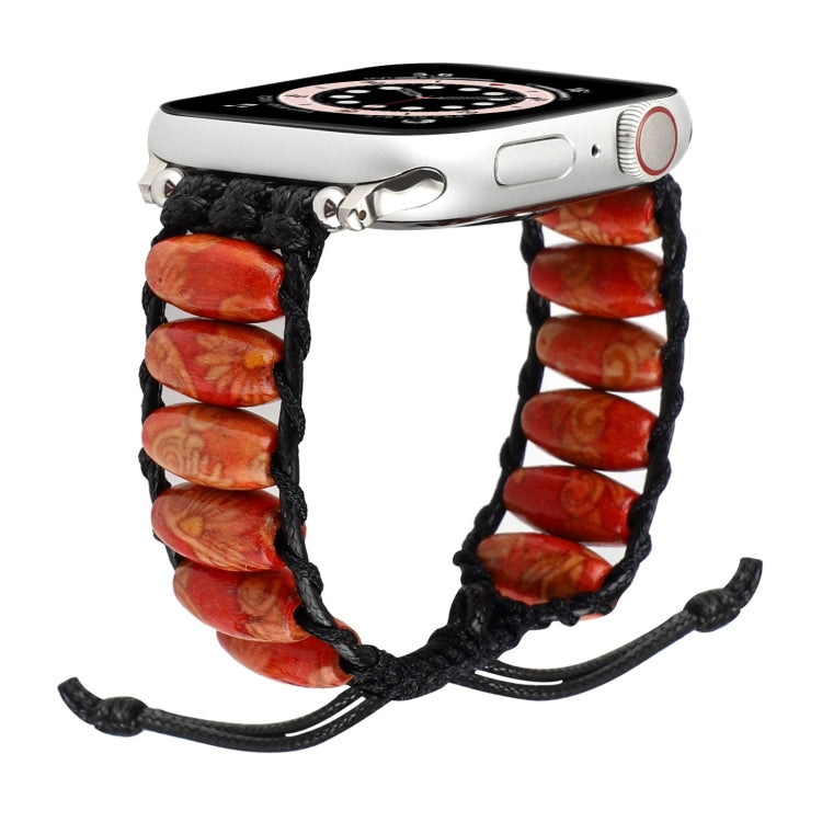 Bracelet de montre en perles de bois pour la série Apple Watch, 7 41mm / 6&SE&5&4 40mm / 3&2&1 38mm, 7 45mm / 6&SE&5&4 44mm / 3&2&1 42mm