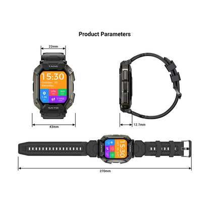 TANK M1 1.72 Montre intelligente à écran TFT, prend en charge la surveillance du sommeil / la surveillance de la fréquence cardiaque