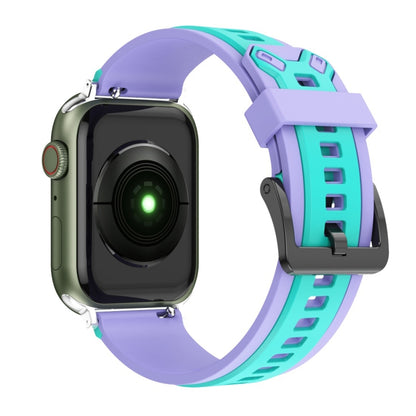 Bracelet de montre en silicone bicolore pour la série Apple Watch, 7 41mm / 6&SE&5&4 40mm / 3&2&1 38mm, 7 45mm / 6&SE&5&4 44mm / 3&2&1 42mm