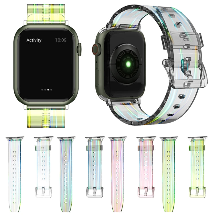 Bracelet de montre en silicone transparent Aurora pour la série Apple Watch, 7 41mm / 6&SE&5&4 40mm / 3&2&1 38mm