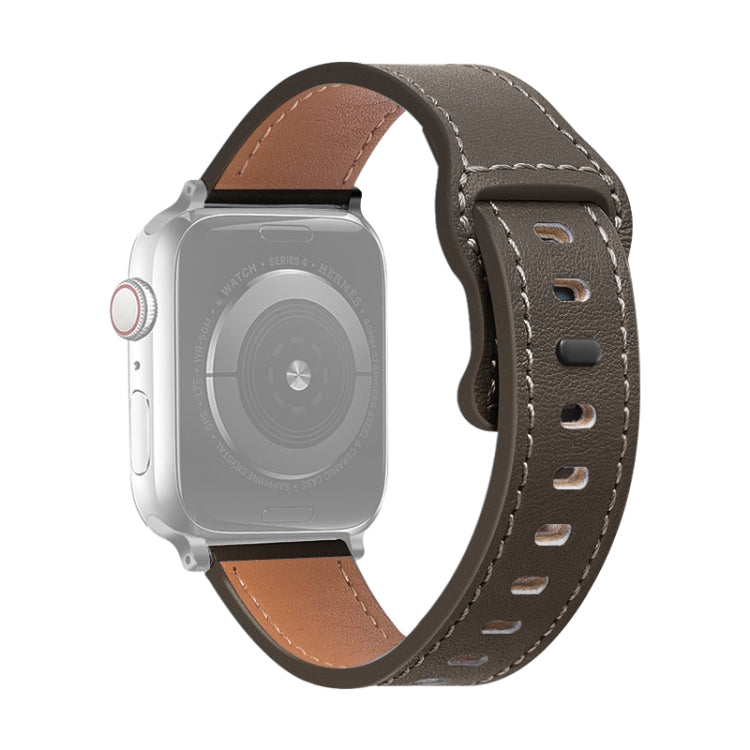 Bracelet de montre en cuir de vachette à boucle papillon pour la série Apple Watch, 7 41mm / 6&SE&5&4 40mm / 3&2&1 38mm, 7 45mm / 6&SE&5&4 44mm / 3&2&1 42mm