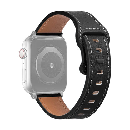 Bracelet de montre en cuir de vachette à boucle papillon pour la série Apple Watch, 7 41mm / 6&SE&5&4 40mm / 3&2&1 38mm, 7 45mm / 6&SE&5&4 44mm / 3&2&1 42mm