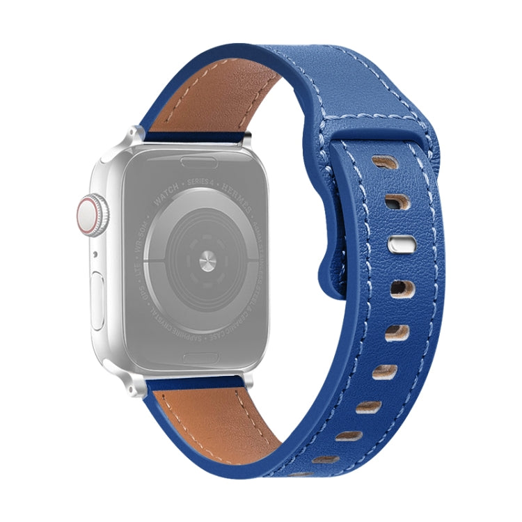 Bracelet de montre en cuir de vachette à boucle papillon pour la série Apple Watch, 7 41mm / 6&SE&5&4 40mm / 3&2&1 38mm, 7 45mm / 6&SE&5&4 44mm / 3&2&1 42mm