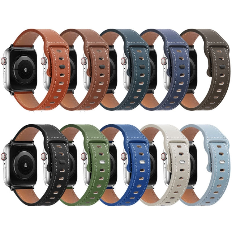 Bracelet de montre en cuir de vachette à boucle papillon pour la série Apple Watch, 7 41mm / 6&SE&5&4 40mm / 3&2&1 38mm, 7 45mm / 6&SE&5&4 44mm / 3&2&1 42mm