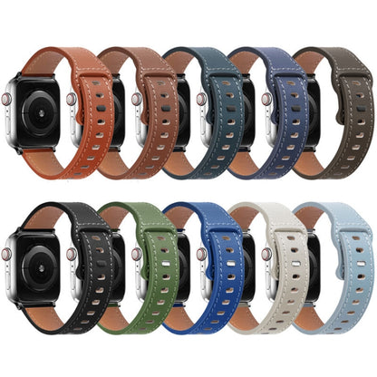 Bracelet de montre en cuir de vachette à boucle papillon pour la série Apple Watch, 7 41mm / 6&SE&5&4 40mm / 3&2&1 38mm, 7 45mm / 6&SE&5&4 44mm / 3&2&1 42mm