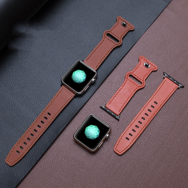 Bracelet de montre en cuir de vachette à boucle papillon pour la série Apple Watch, 7 41mm / 6&SE&5&4 40mm / 3&2&1 38mm, 7 45mm / 6&SE&5&4 44mm / 3&2&1 42mm