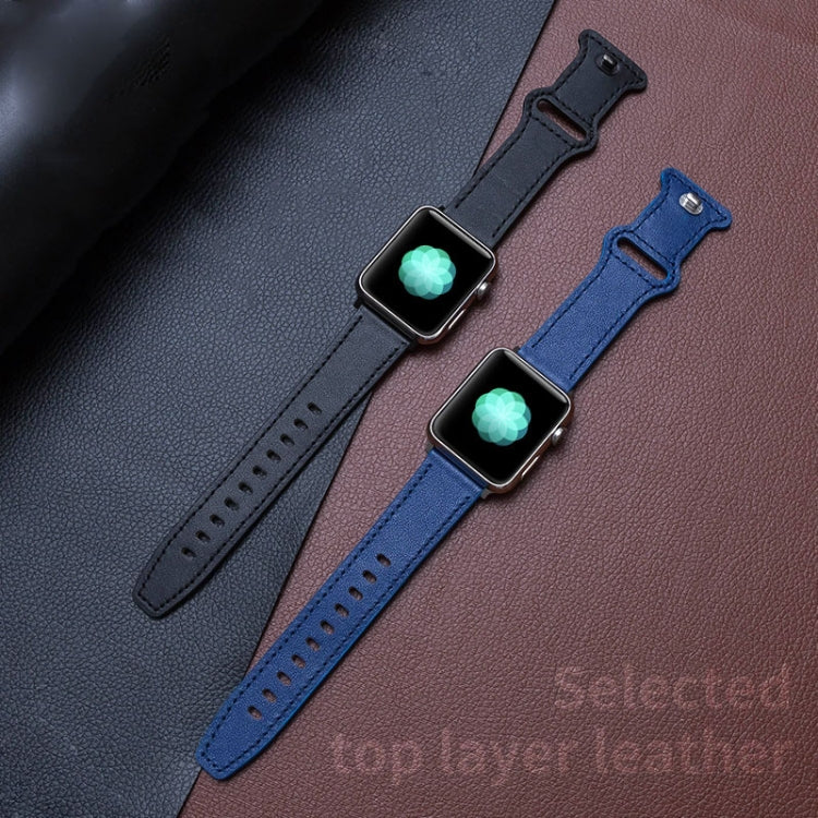 Bracelet de montre en cuir de vachette à boucle papillon pour la série Apple Watch, 7 41mm / 6&SE&5&4 40mm / 3&2&1 38mm, 7 45mm / 6&SE&5&4 44mm / 3&2&1 42mm