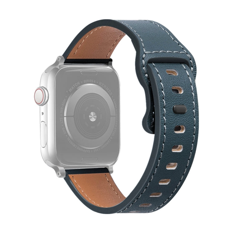 Bracelet de montre en cuir de vachette à boucle papillon pour la série Apple Watch, 7 41mm / 6&SE&5&4 40mm / 3&2&1 38mm, 7 45mm / 6&SE&5&4 44mm / 3&2&1 42mm