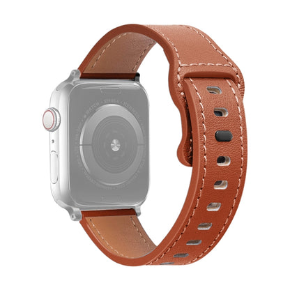 Bracelet de montre en cuir de vachette à boucle papillon pour la série Apple Watch, 7 41mm / 6&SE&5&4 40mm / 3&2&1 38mm, 7 45mm / 6&SE&5&4 44mm / 3&2&1 42mm