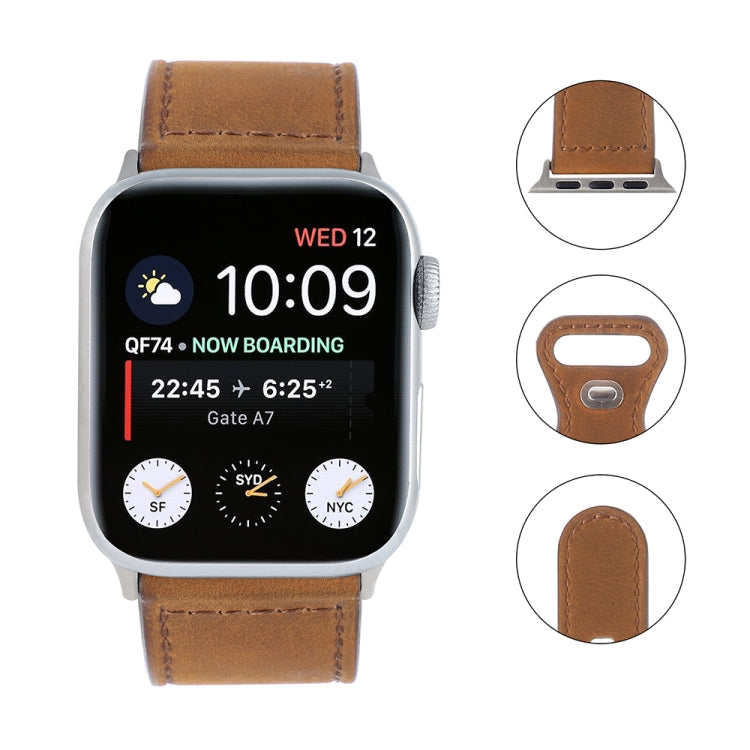 Bracelet de montre à boucle papillon en cuir Crazy Horse pour la série Apple Watch, 7 41mm / 6&SE&5&4 40mm / 3&2&1 38mm, 7 45mm / 6&SE&5&4 44mm / 3&2&1 42mm