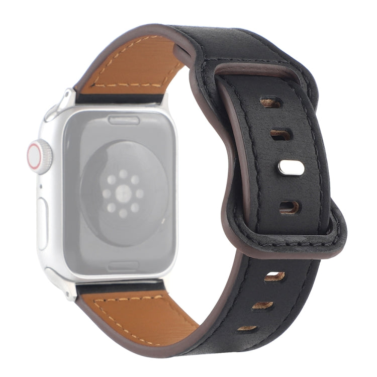 Bracelet de montre à boucle papillon en cuir Crazy Horse pour la série Apple Watch, 7 41mm / 6&SE&5&4 40mm / 3&2&1 38mm, 7 45mm / 6&SE&5&4 44mm / 3&2&1 42mm