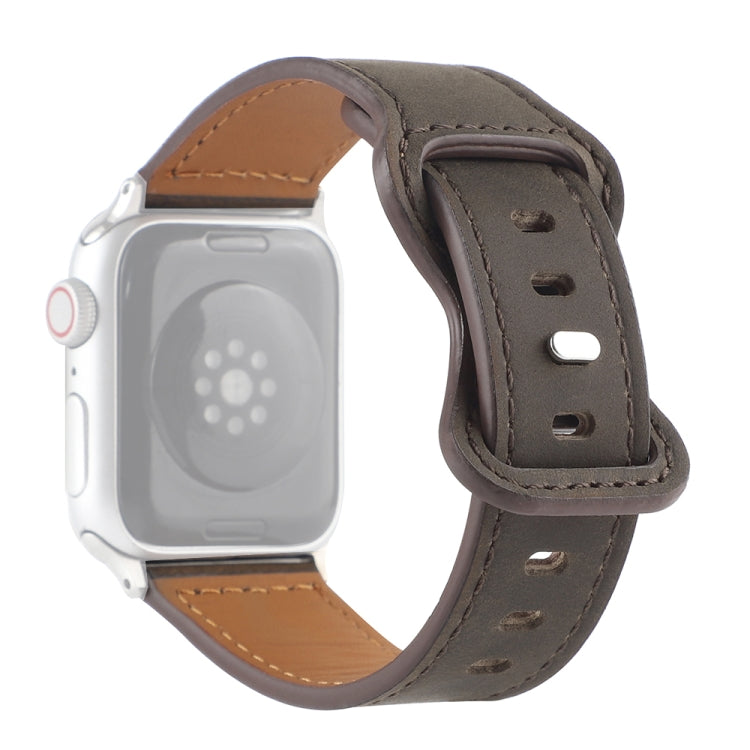 Bracelet de montre à boucle papillon en cuir Crazy Horse pour la série Apple Watch, 7 41mm / 6&SE&5&4 40mm / 3&2&1 38mm, 7 45mm / 6&SE&5&4 44mm / 3&2&1 42mm