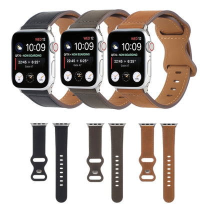 Bracelet de montre à boucle papillon en cuir Crazy Horse pour la série Apple Watch, 7 41mm / 6&SE&5&4 40mm / 3&2&1 38mm, 7 45mm / 6&SE&5&4 44mm / 3&2&1 42mm