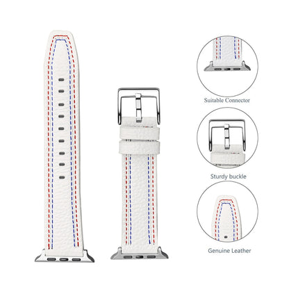 Bracelet de montre en cuir à trois lignes pour la série Apple Watch, 7 41mm / 6&SE&5&4 40mm / 3&2&1 38mm, 7 45mm / 6&SE&5&4 44mm / 3&2&1 42mm