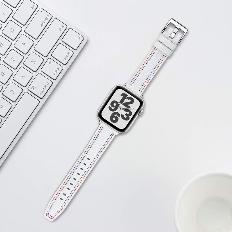 Bracelet de montre en cuir à trois lignes pour la série Apple Watch, 7 41mm / 6&SE&5&4 40mm / 3&2&1 38mm, 7 45mm / 6&SE&5&4 44mm / 3&2&1 42mm