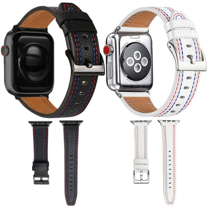 Bracelet de montre en cuir à trois lignes pour la série Apple Watch, 7 41mm / 6&SE&5&4 40mm / 3&2&1 38mm, 7 45mm / 6&SE&5&4 44mm / 3&2&1 42mm