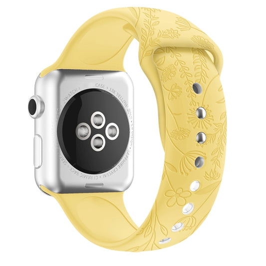 Bracelet de montre en silicone de gaufrage de fleurs d'amour de papillons pour la série Apple Watch, 7 41mm / 6&SE&5&4 40mm / 3&2&1 38mm
