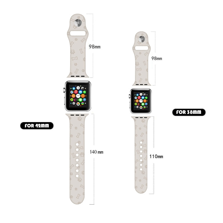 Bracelet de montre en silicone gaufré patte de chien pour la série Apple Watch, 7 41mm / 6&SE&5&4 40mm / 3&2&1 38mm, 7 45mm / 6&SE&5&4 44mm / 3&2&1 42mm