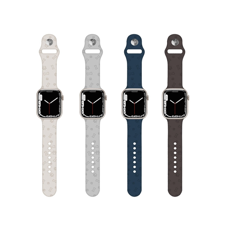 Bracelet de montre en silicone gaufré patte de chien pour la série Apple Watch, 7 41mm / 6&SE&5&4 40mm / 3&2&1 38mm, 7 45mm / 6&SE&5&4 44mm / 3&2&1 42mm