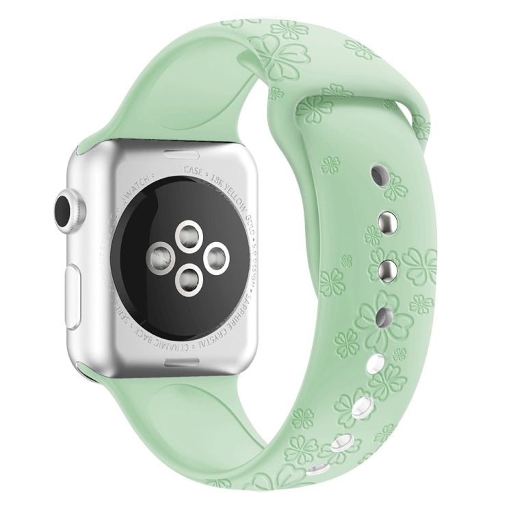 Bracelet de montre en silicone gaufré trèfle à quatre feuilles pour la série Apple Watch, 7 45mm / 6&SE&5&4 44mm / 3&2&1 42mm, 7 41mm / 6&SE&5&4 40mm / 3&2&1 38mm