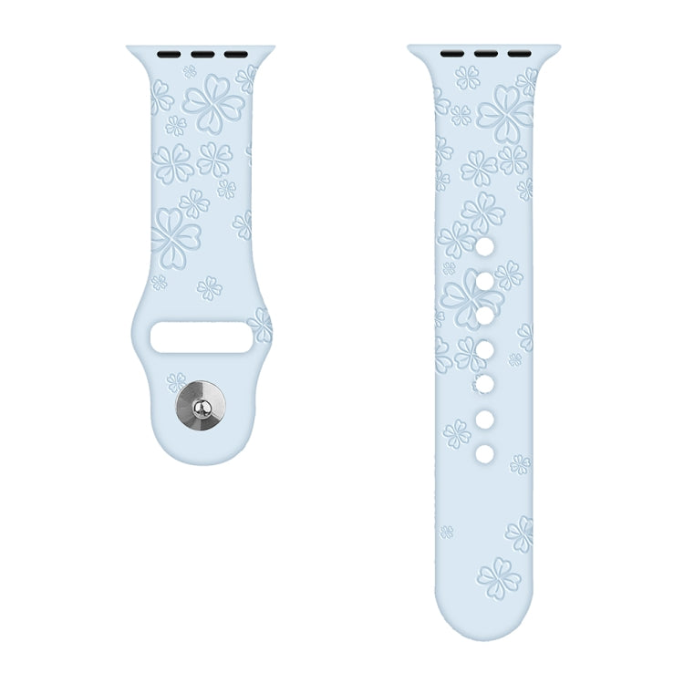Bracelet de montre en silicone gaufré trèfle à quatre feuilles pour la série Apple Watch, 7 45mm / 6&SE&5&4 44mm / 3&2&1 42mm, 7 41mm / 6&SE&5&4 40mm / 3&2&1 38mm