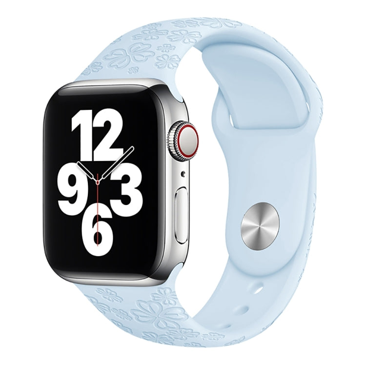 Bracelet de montre en silicone gaufré trèfle à quatre feuilles pour la série Apple Watch, 7 45mm / 6&SE&5&4 44mm / 3&2&1 42mm, 7 41mm / 6&SE&5&4 40mm / 3&2&1 38mm