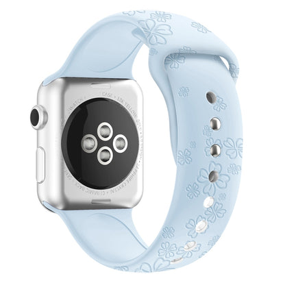 Bracelet de montre en silicone gaufré trèfle à quatre feuilles pour la série Apple Watch, 7 45mm / 6&SE&5&4 44mm / 3&2&1 42mm, 7 41mm / 6&SE&5&4 40mm / 3&2&1 38mm