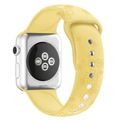 Bracelet de montre en silicone gaufré trèfle à quatre feuilles pour la série Apple Watch, 7 45mm / 6&SE&5&4 44mm / 3&2&1 42mm, 7 41mm / 6&SE&5&4 40mm / 3&2&1 38mm