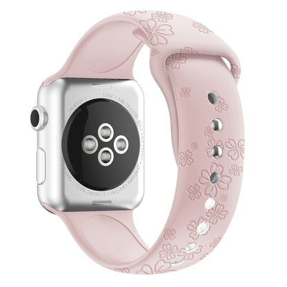 Bracelet de montre en silicone gaufré trèfle à quatre feuilles pour la série Apple Watch, 7 45mm / 6&SE&5&4 44mm / 3&2&1 42mm, 7 41mm / 6&SE&5&4 40mm / 3&2&1 38mm