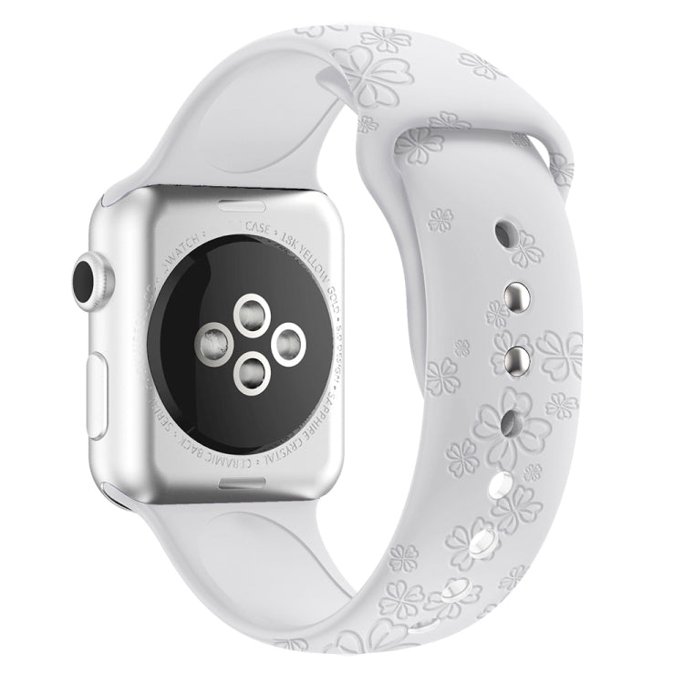 Bracelet de montre en silicone gaufré trèfle à quatre feuilles pour la série Apple Watch, 7 45mm / 6&SE&5&4 44mm / 3&2&1 42mm, 7 41mm / 6&SE&5&4 40mm / 3&2&1 38mm