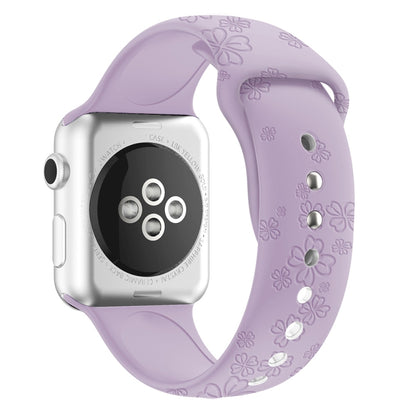 Bracelet de montre en silicone gaufré trèfle à quatre feuilles pour la série Apple Watch, 7 45mm / 6&SE&5&4 44mm / 3&2&1 42mm, 7 41mm / 6&SE&5&4 40mm / 3&2&1 38mm