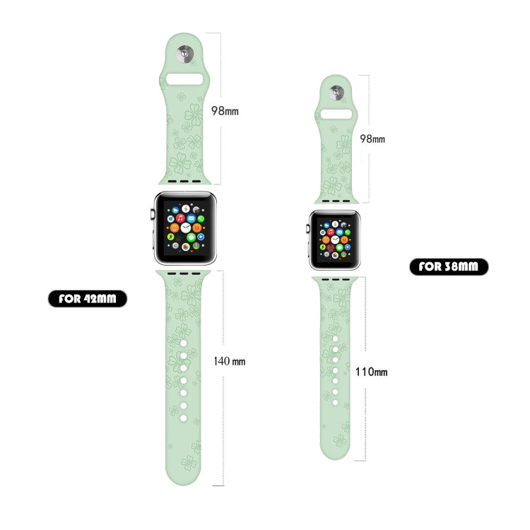 Bracelet de montre en silicone gaufré trèfle à quatre feuilles pour la série Apple Watch, 7 45mm / 6&SE&5&4 44mm / 3&2&1 42mm, 7 41mm / 6&SE&5&4 40mm / 3&2&1 38mm
