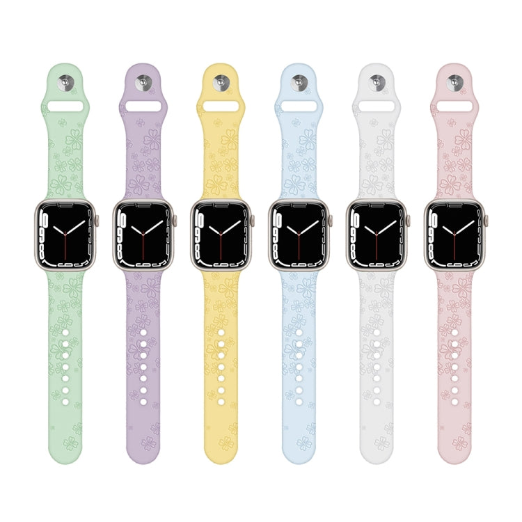 Bracelet de montre en silicone gaufré trèfle à quatre feuilles pour la série Apple Watch, 7 45mm / 6&SE&5&4 44mm / 3&2&1 42mm, 7 41mm / 6&SE&5&4 40mm / 3&2&1 38mm