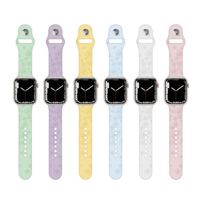 Bracelet de montre en silicone gaufré trèfle à quatre feuilles pour la série Apple Watch, 7 45mm / 6&SE&5&4 44mm / 3&2&1 42mm, 7 41mm / 6&SE&5&4 40mm / 3&2&1 38mm