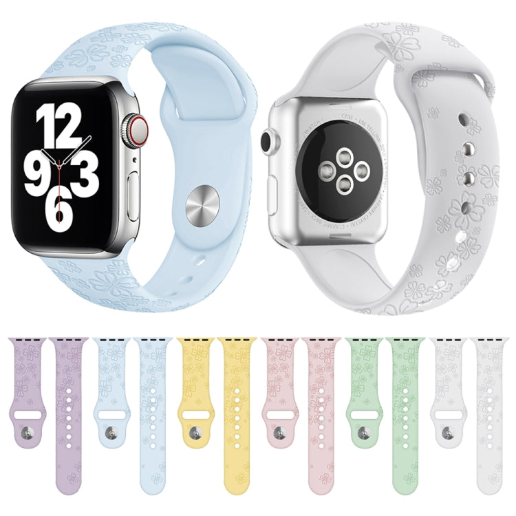 Bracelet de montre en silicone gaufré trèfle à quatre feuilles pour la série Apple Watch, 7 45mm / 6&SE&5&4 44mm / 3&2&1 42mm, 7 41mm / 6&SE&5&4 40mm / 3&2&1 38mm