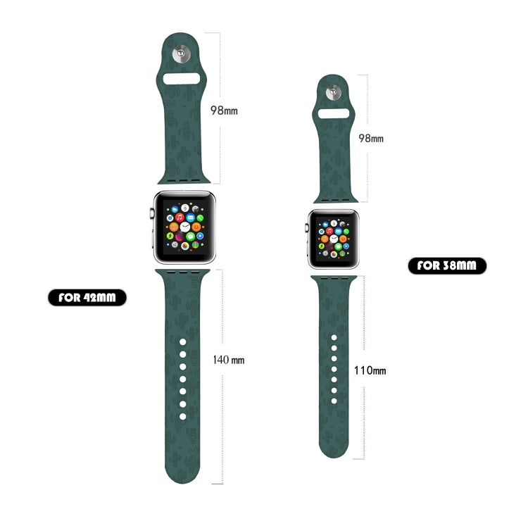 Bracelet de montre en silicone gaufré Cactus pour la série Apple Watch, 7 41mm / 6&SE&5&4 40mm / 3&2&1 38mm, 7 45mm / 6&SE&5&4 44mm / 3&2&1 42mm