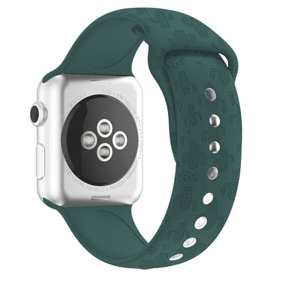 Bracelet de montre en silicone gaufré Cactus pour la série Apple Watch, 7 41mm / 6&SE&5&4 40mm / 3&2&1 38mm, 7 45mm / 6&SE&5&4 44mm / 3&2&1 42mm