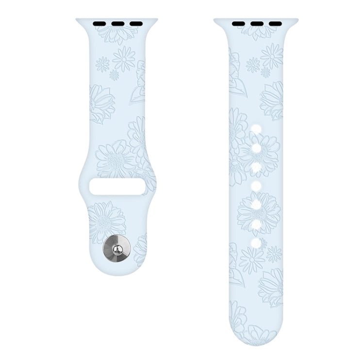 Bracelet de montre en silicone gaufré tournesol pour la série Apple Watch, 7 41mm / 6&SE&5&4 40mm / 3&2&1 38mm, 7 45mm / 6&SE&5&4 44mm / 3&2&1 42mm
