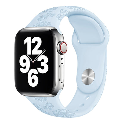 Bracelet de montre en silicone gaufré tournesol pour la série Apple Watch, 7 41mm / 6&SE&5&4 40mm / 3&2&1 38mm, 7 45mm / 6&SE&5&4 44mm / 3&2&1 42mm