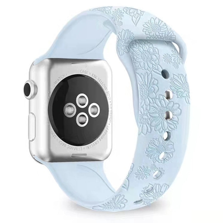Bracelet de montre en silicone gaufré tournesol pour la série Apple Watch, 7 41mm / 6&SE&5&4 40mm / 3&2&1 38mm, 7 45mm / 6&SE&5&4 44mm / 3&2&1 42mm
