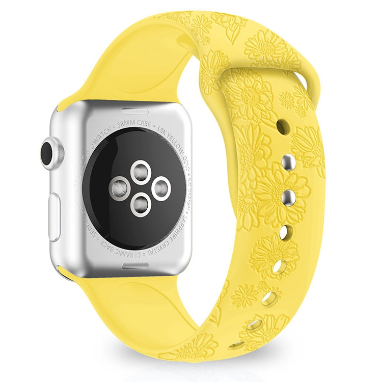 Bracelet de montre en silicone gaufré tournesol pour la série Apple Watch, 7 41mm / 6&SE&5&4 40mm / 3&2&1 38mm, 7 45mm / 6&SE&5&4 44mm / 3&2&1 42mm